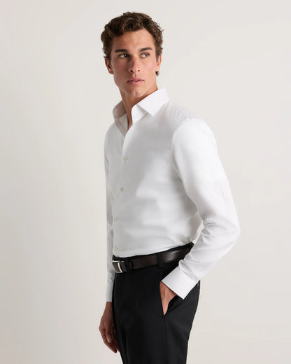 Supima Cotton Herringbone Dress Shirt - S / Blue Stripe
