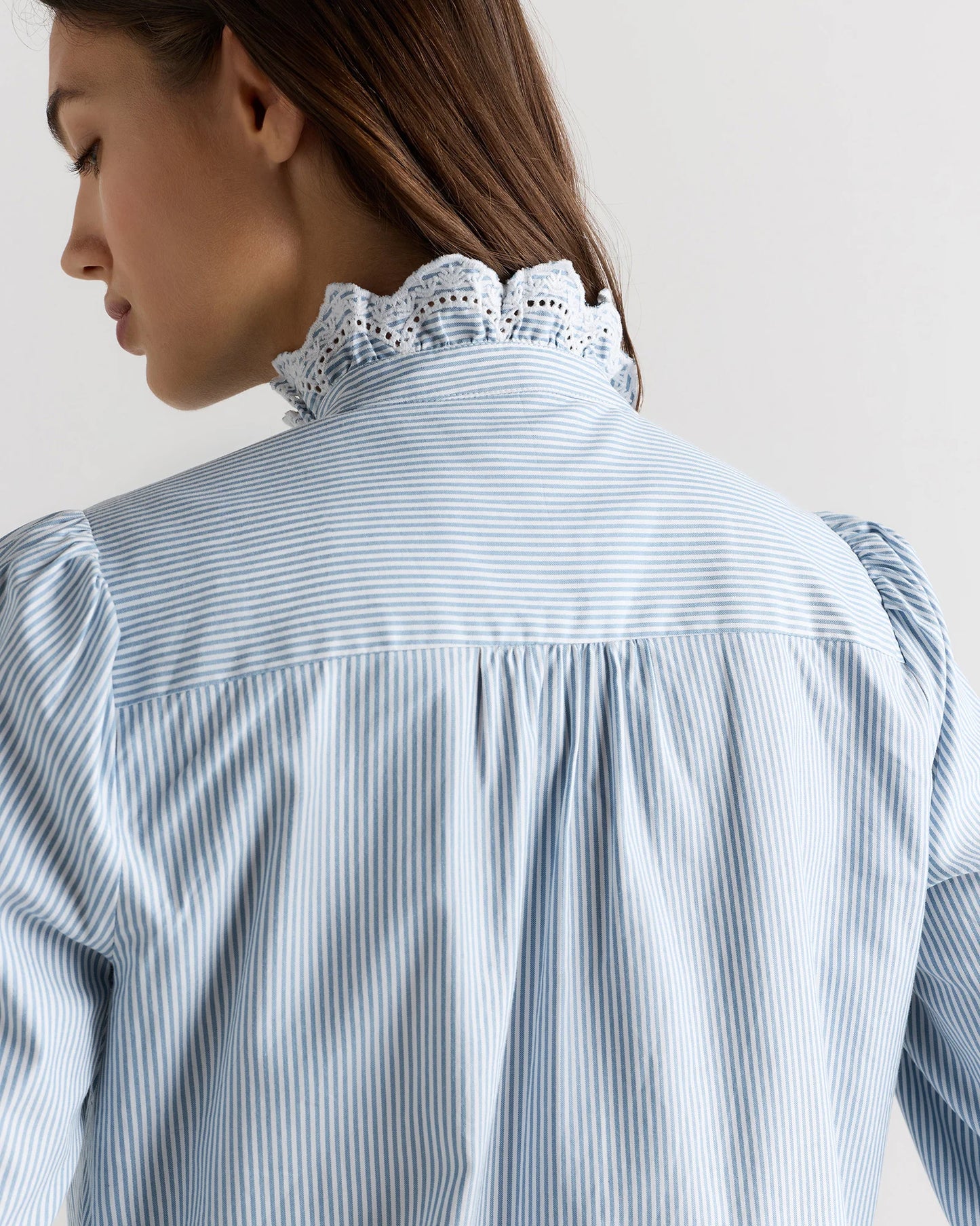 100% Organic Cotton Lace Ruffle Blouse - XS / Classic White