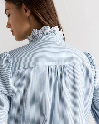 100% Organic Cotton Lace Ruffle Blouse - XS / Classic White