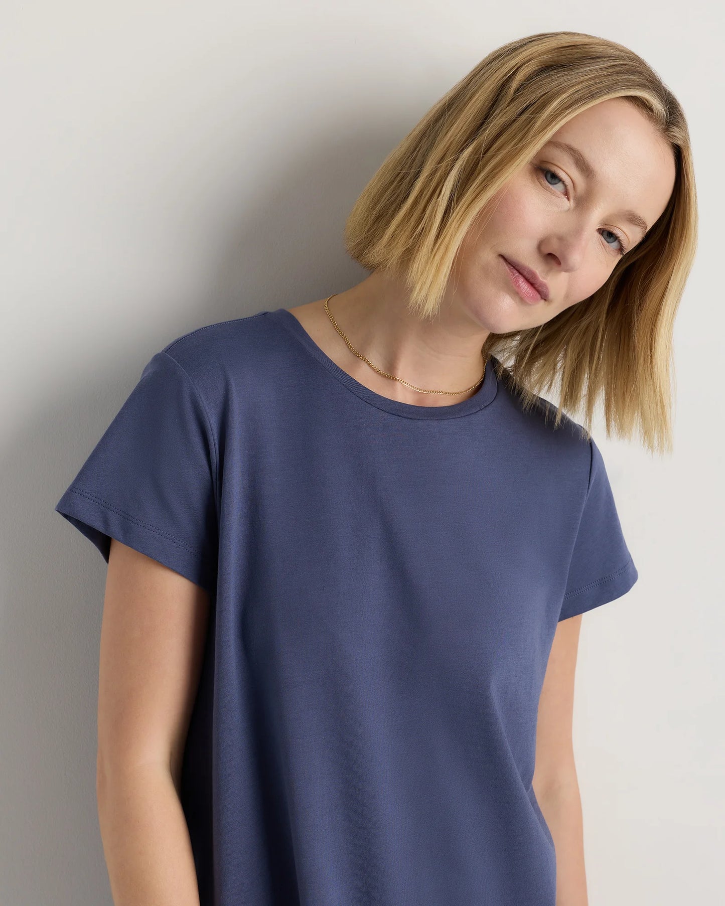 Cotton Modal Crew Neck Swing Tee - XS / White