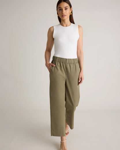 Organic Stretch Cotton Wide Leg Chino Pants - 0 / Olive