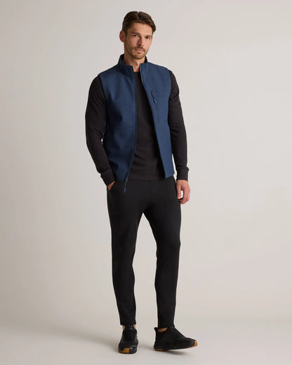 Softshell Fleece-Lined Full-Zip Vest - S / Heather Deep Navy