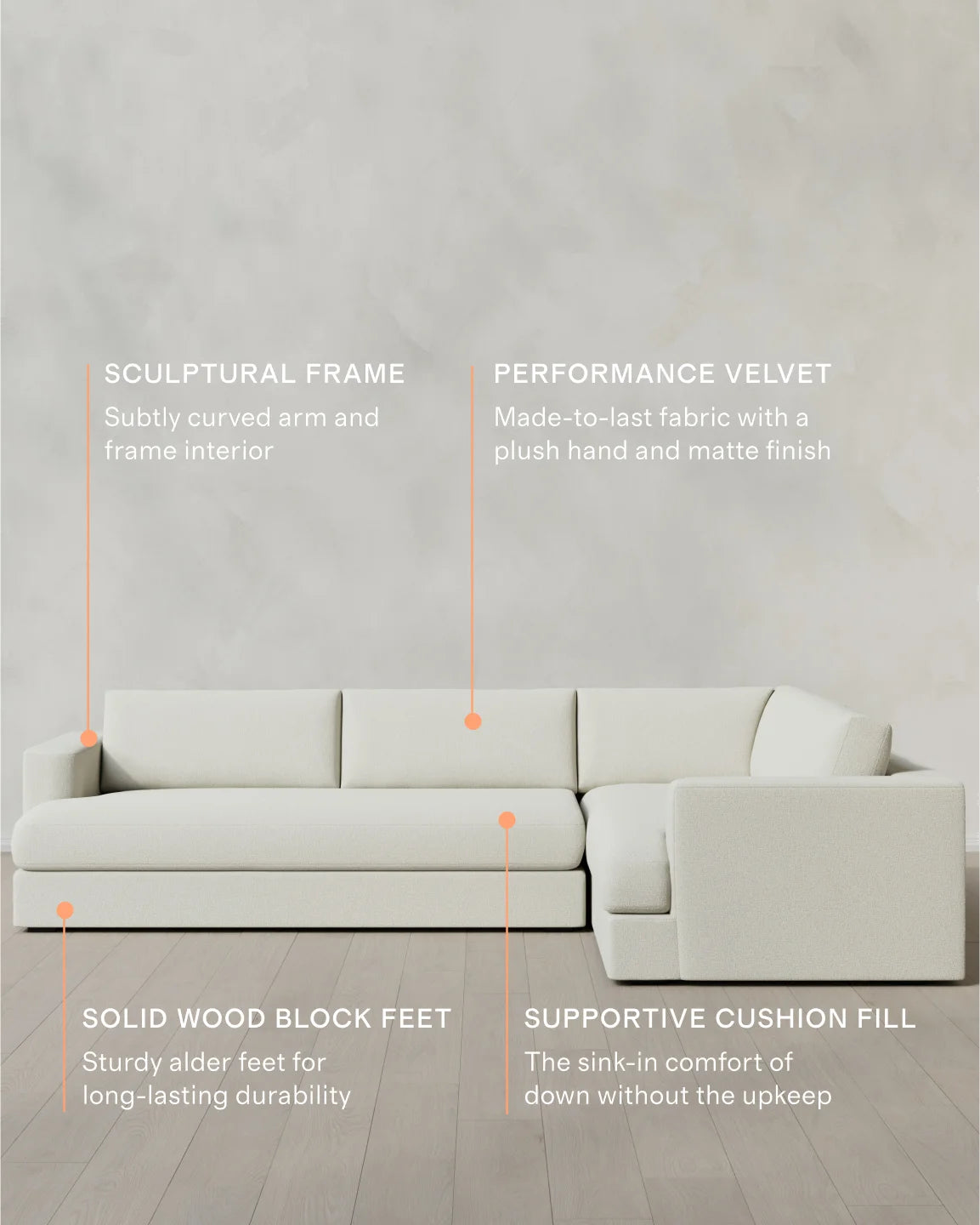 Sierra Curved Arm L Sectional in Performance Basketweave - Right Arm / Fog
