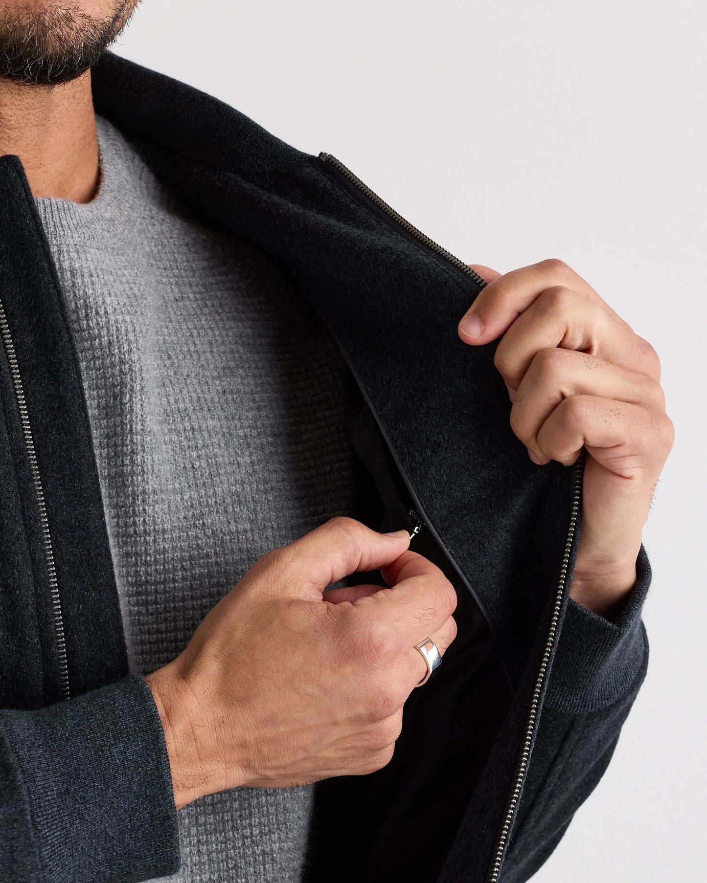 100% Mongolian Cashmere Bomber Jacket - S / Black