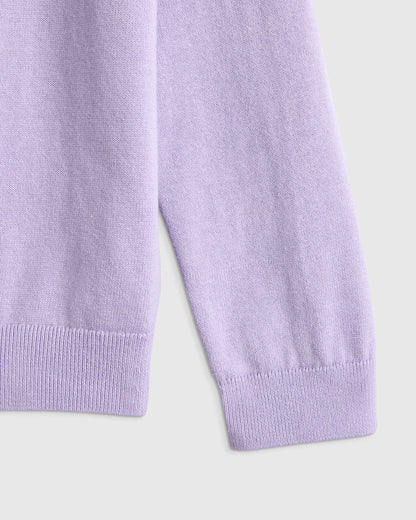100% Organic Cotton Crewneck Cardigan - 6 / Ivory