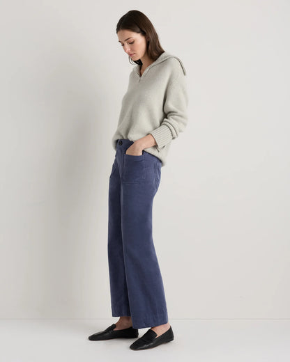 Organic Stretch Corduroy Cropped Wide Leg Pants - 0 / Black