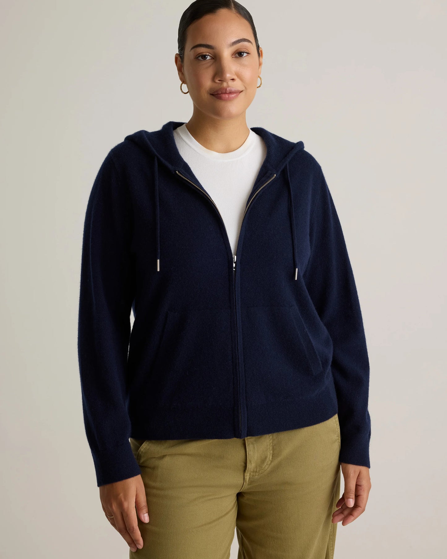 Mongolian Cashmere Full-Zip Hoodie - XS / Heather Grey
