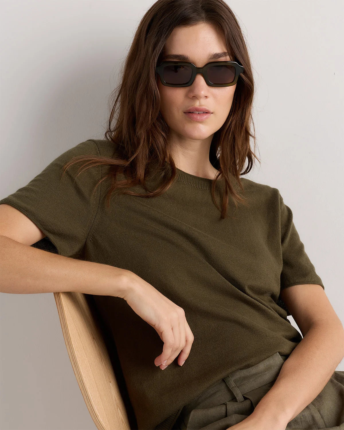 Lightweight Cotton Cashmere Relaxed Sweater Tee - XS / Sugar Stone