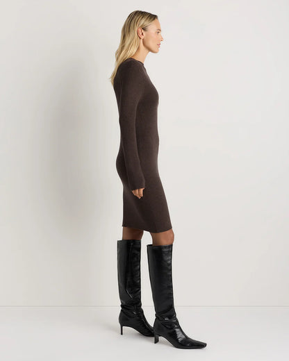 Cotton Cashmere Mock Neck Mini Dress - XS / Mocha Heather