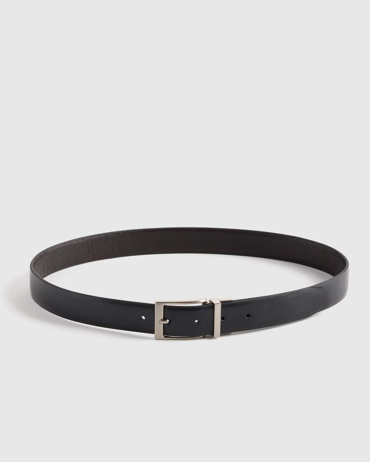 Owen Calfskin Leather Reversible Dress Belt - 30 / Black/Black