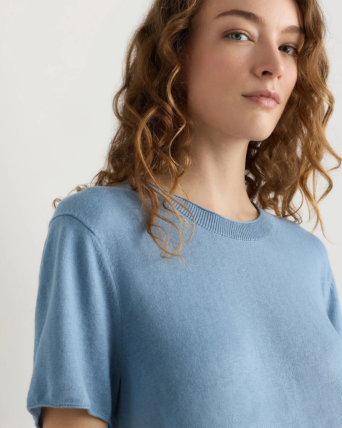 Lightweight Cotton Cashmere Relaxed Sweater Tee - XS / Sugar Stone