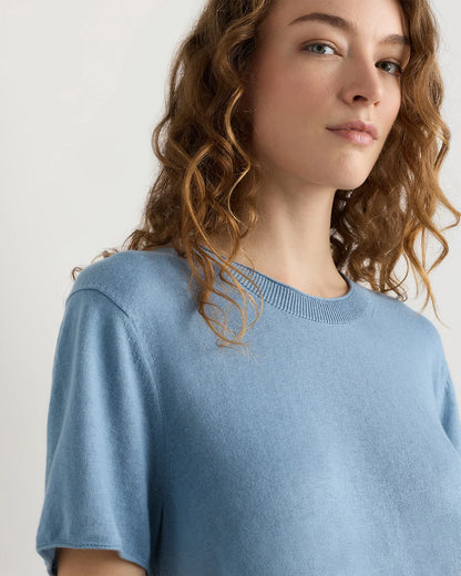 Lightweight Cotton Cashmere Relaxed Sweater Tee - XS / Sugar Stone