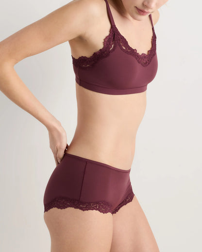 Second Skin Lace Boyshort (3-Pack) - XS / Barolo Burgundy
