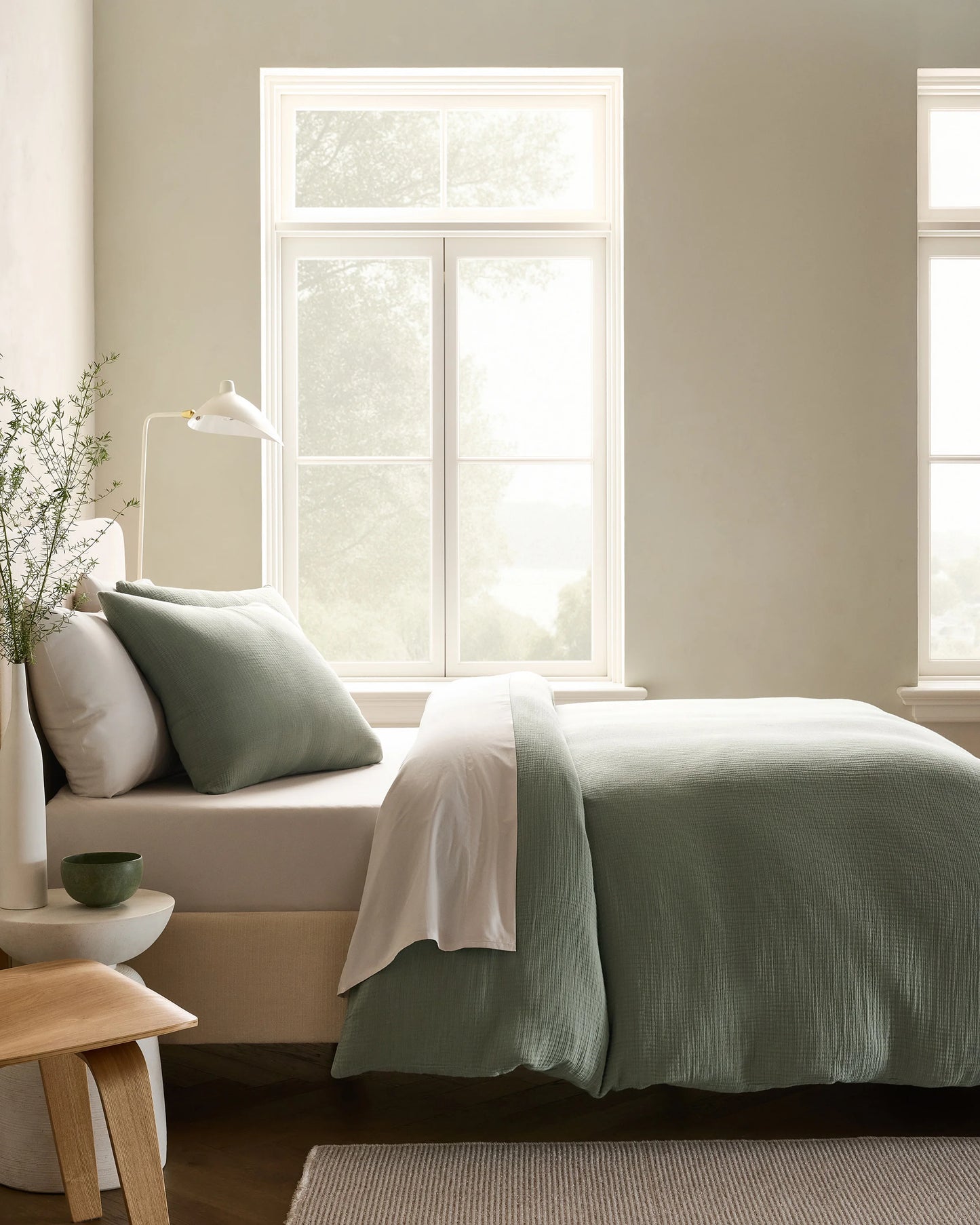 Organic Cotton Gauze Duvet Cover Set - Twin / Dried Sage