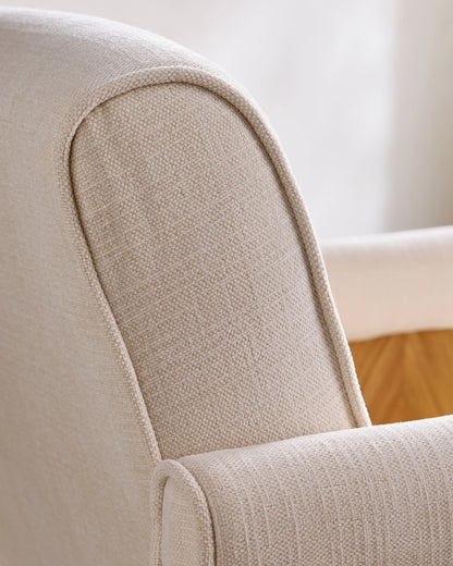 Solid Wood and Performance Chenille V-Leg Chair - One Size / Natural