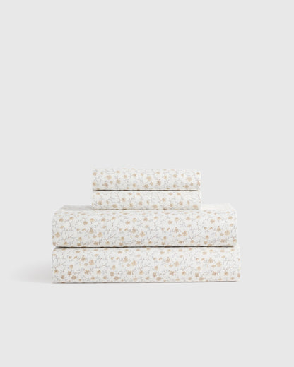 Organic Crisp Percale Floral Sheet Set - Twin / Blue Florette