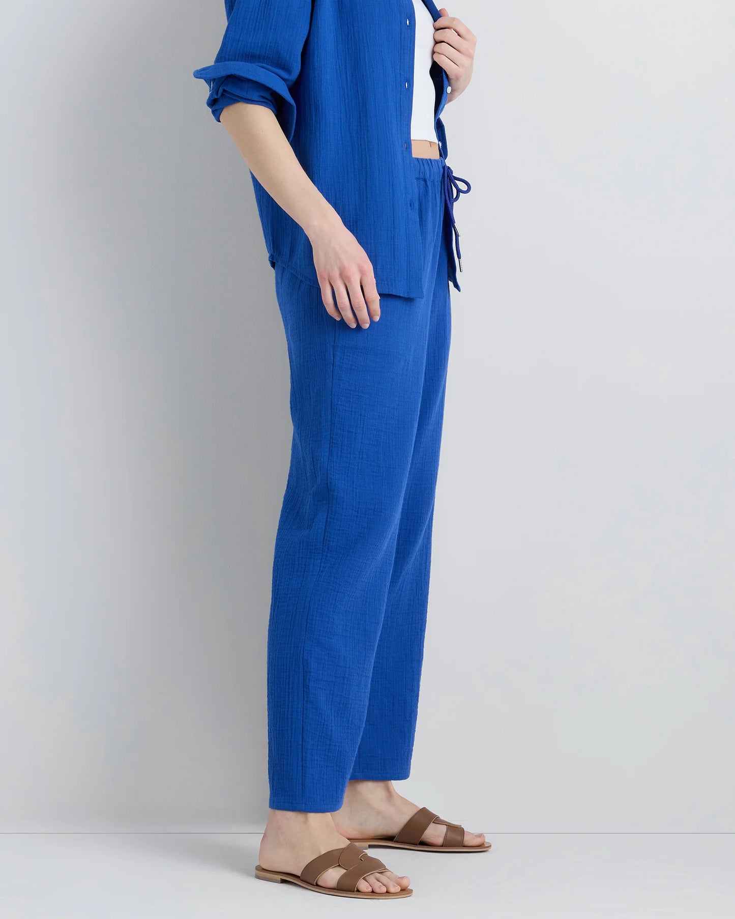 100% Organic Cotton Gauze Straight Leg Pants - XS / Spiced Orange