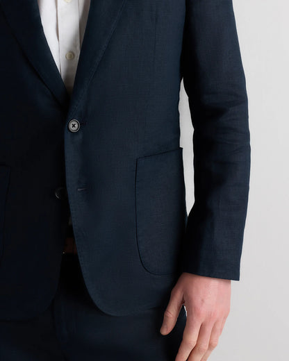 100% European Linen Tailored Blazer - 38R / Deep Navy