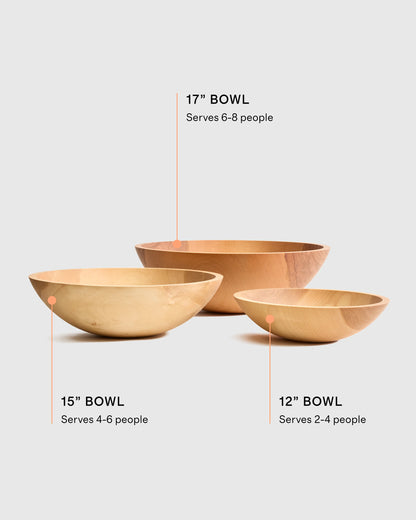 Handcrafted XL Wooden Serving Bowl, 17" - One Size / Beech Wood