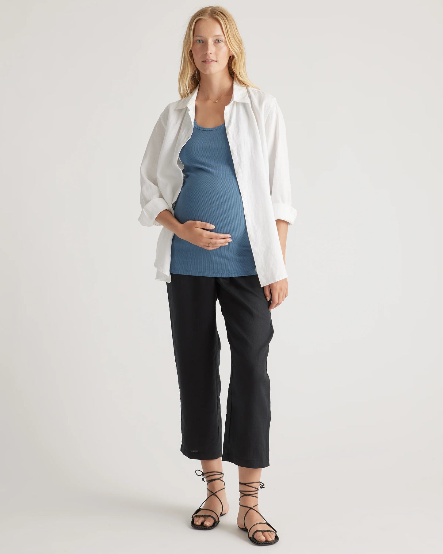 Bamboo Rib Maternity Scoop Neck Tank - XS / Deep Navy