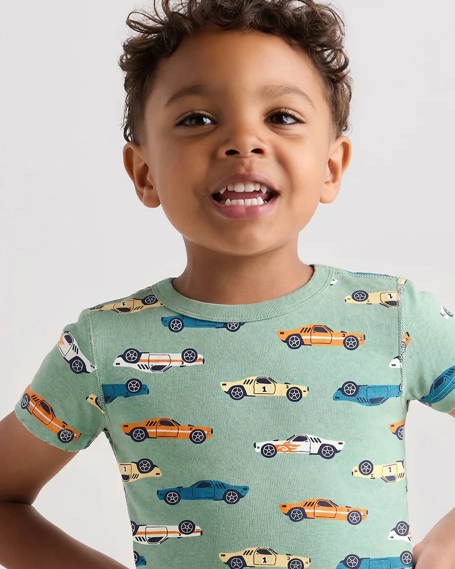 100% Organic Cotton Short Sleeve and Pant Pajama Set - 2T / Planets