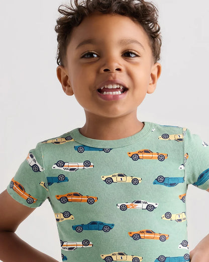 100% Organic Cotton Short Sleeve and Pant Pajama Set - 2T / Planets