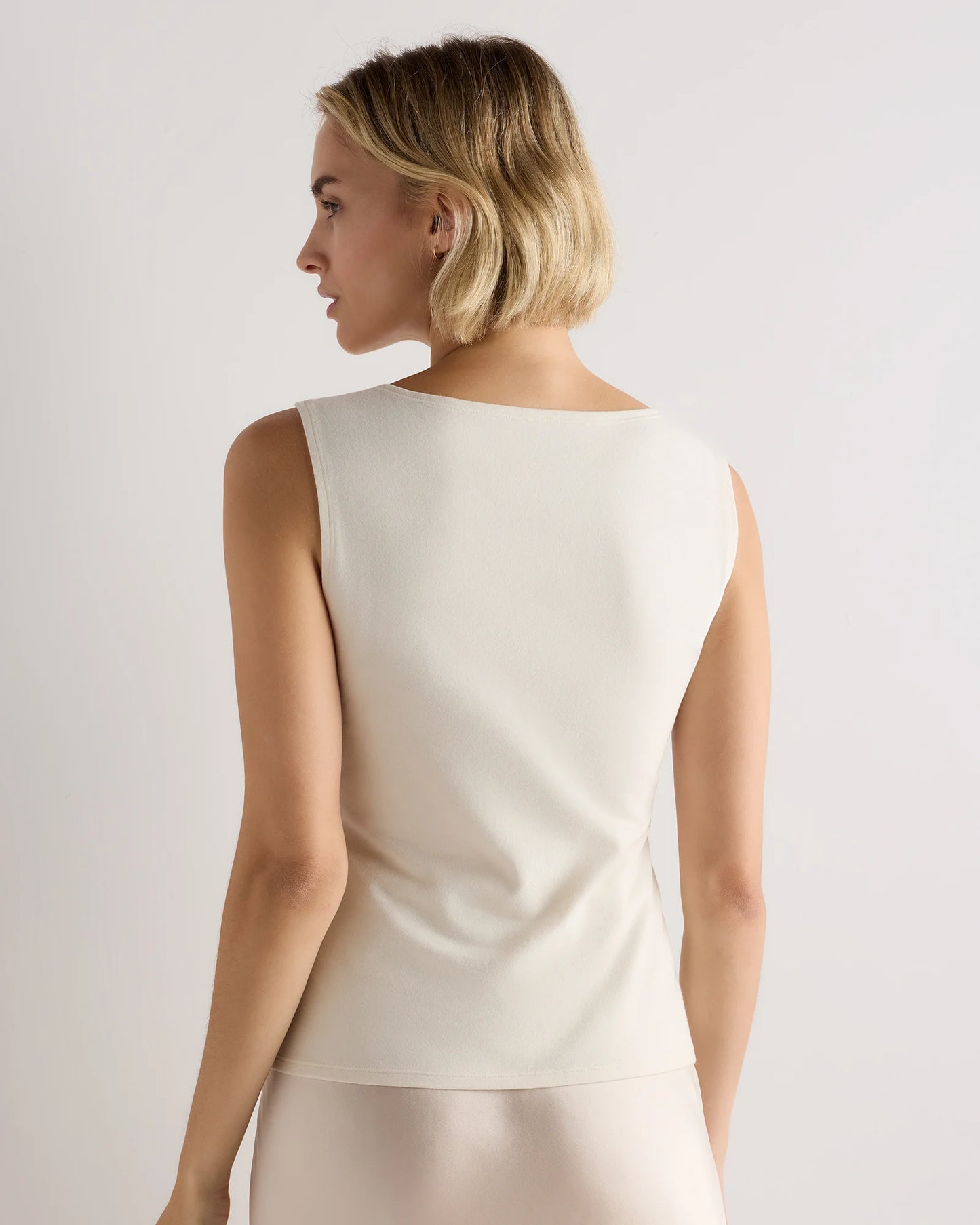 Stretch Cotton Jersey Boat Neck Tank - XS / Heather Grey