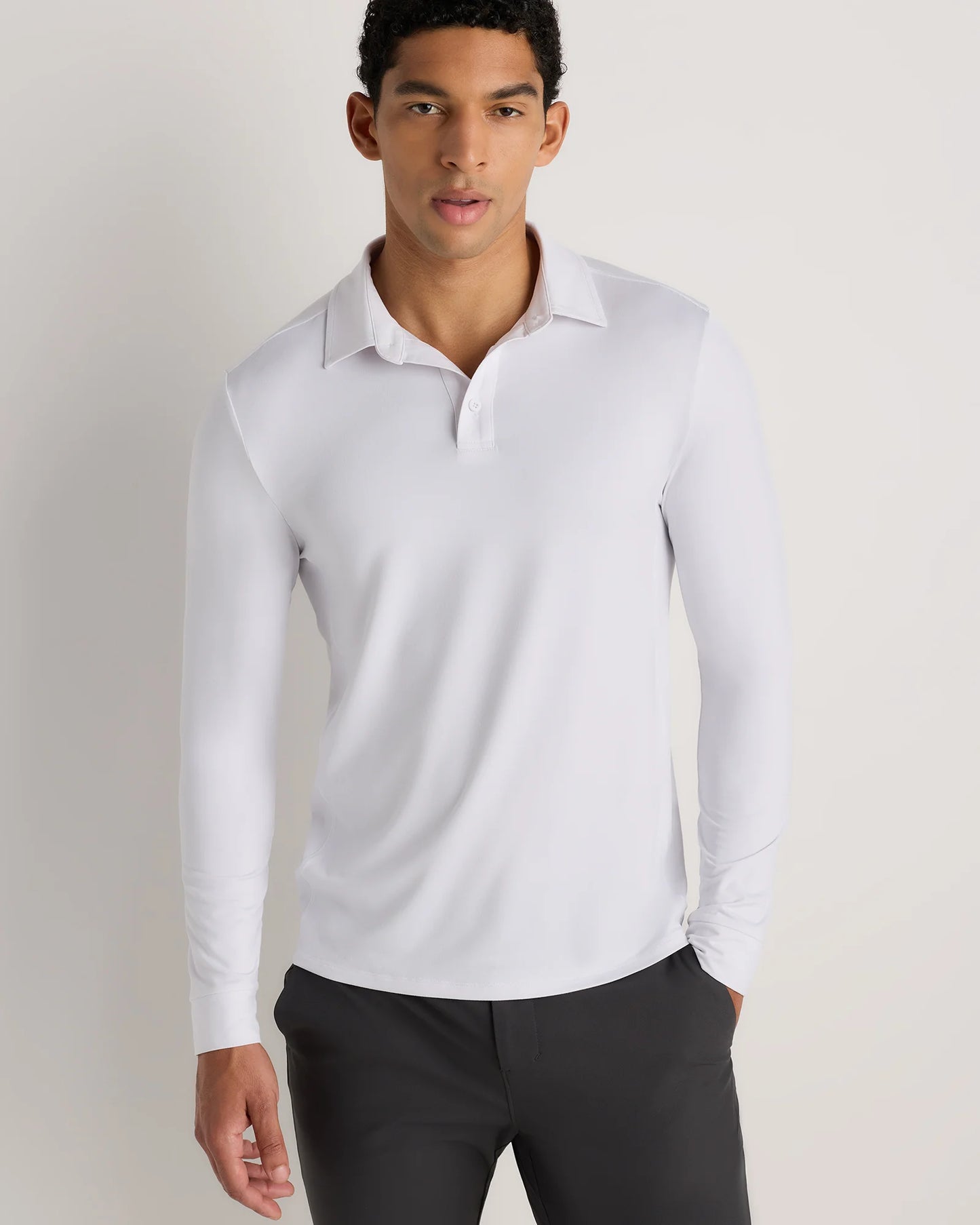 Flowknit Breeze Performance Long Sleeve Polo - XS / Heather Black