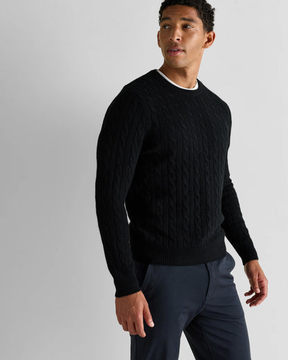 Mongolian Cashmere Classic Cable Crewneck Sweater - S / Teak