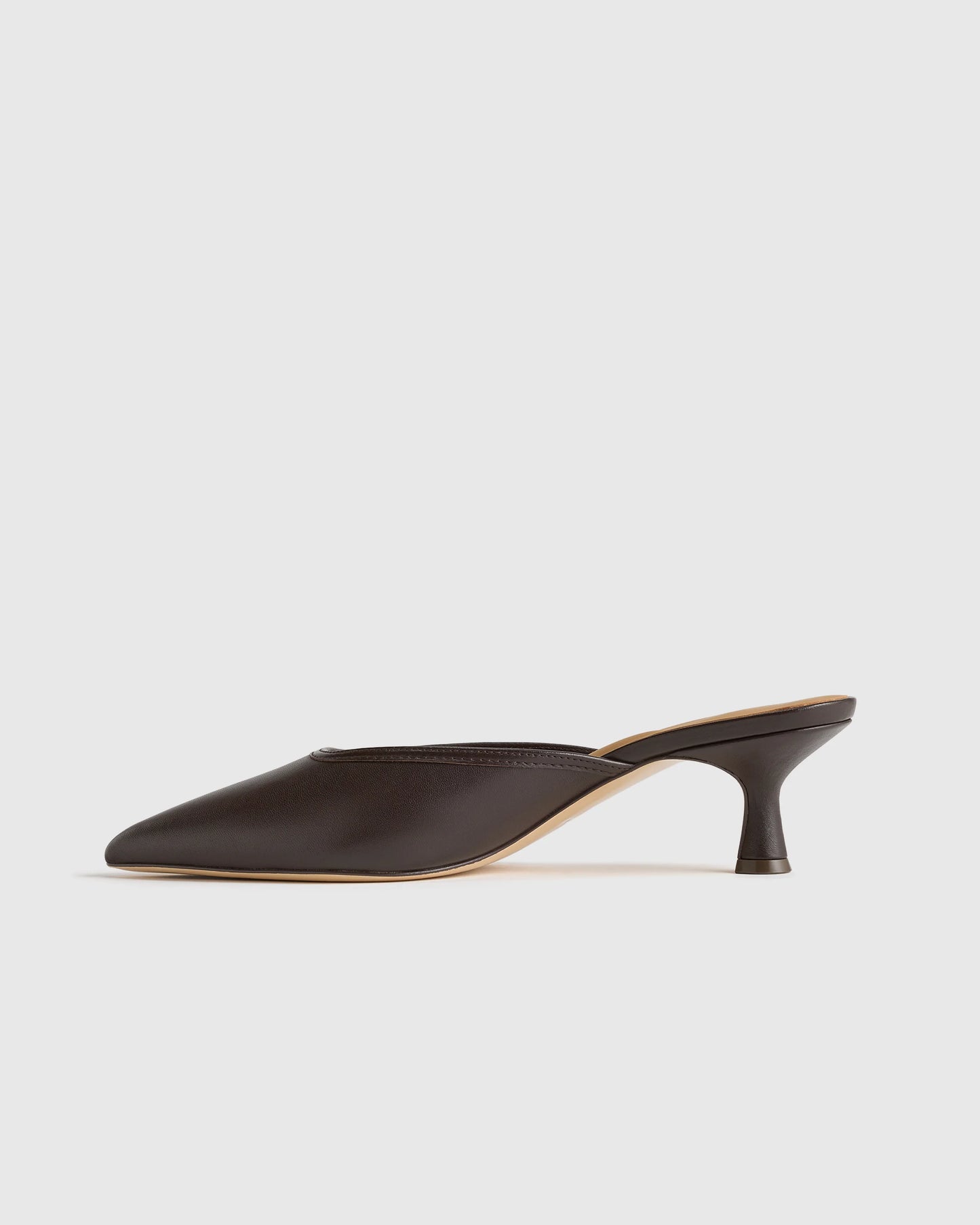 Italian Leather 55mm Kitten Heel Mule - 5 / Black