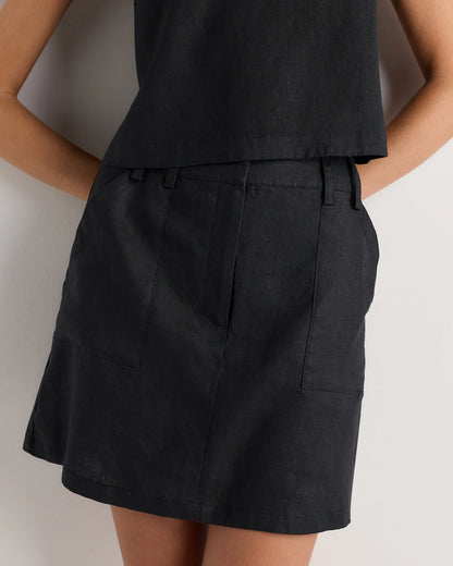 100% European Linen Utility Skort - XS / Bayberry Olive