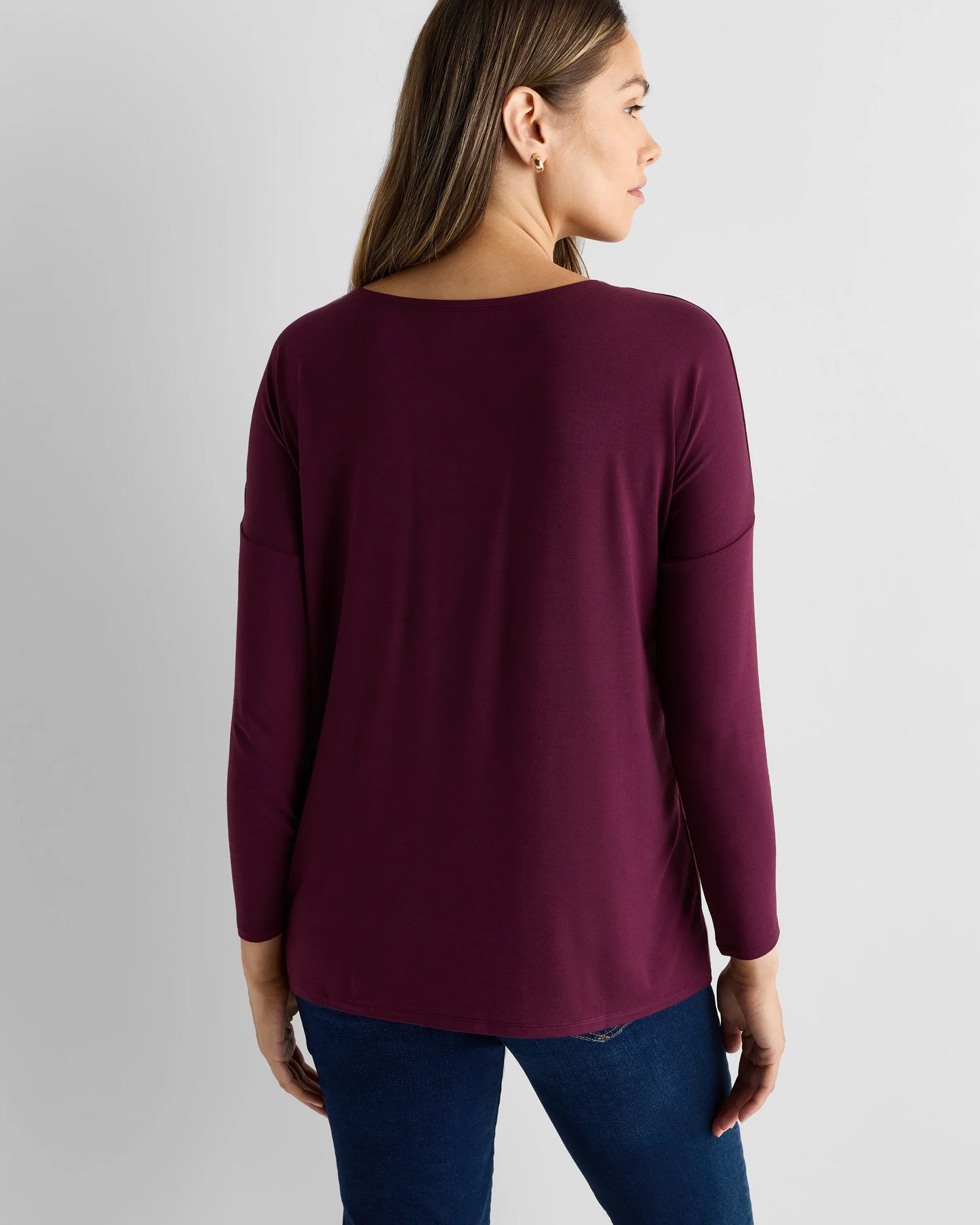 Bamboo Jersey Maternity Long Sleeve Tee (2-pack) - XS / Wine Tasting Red/Nocturnal Green