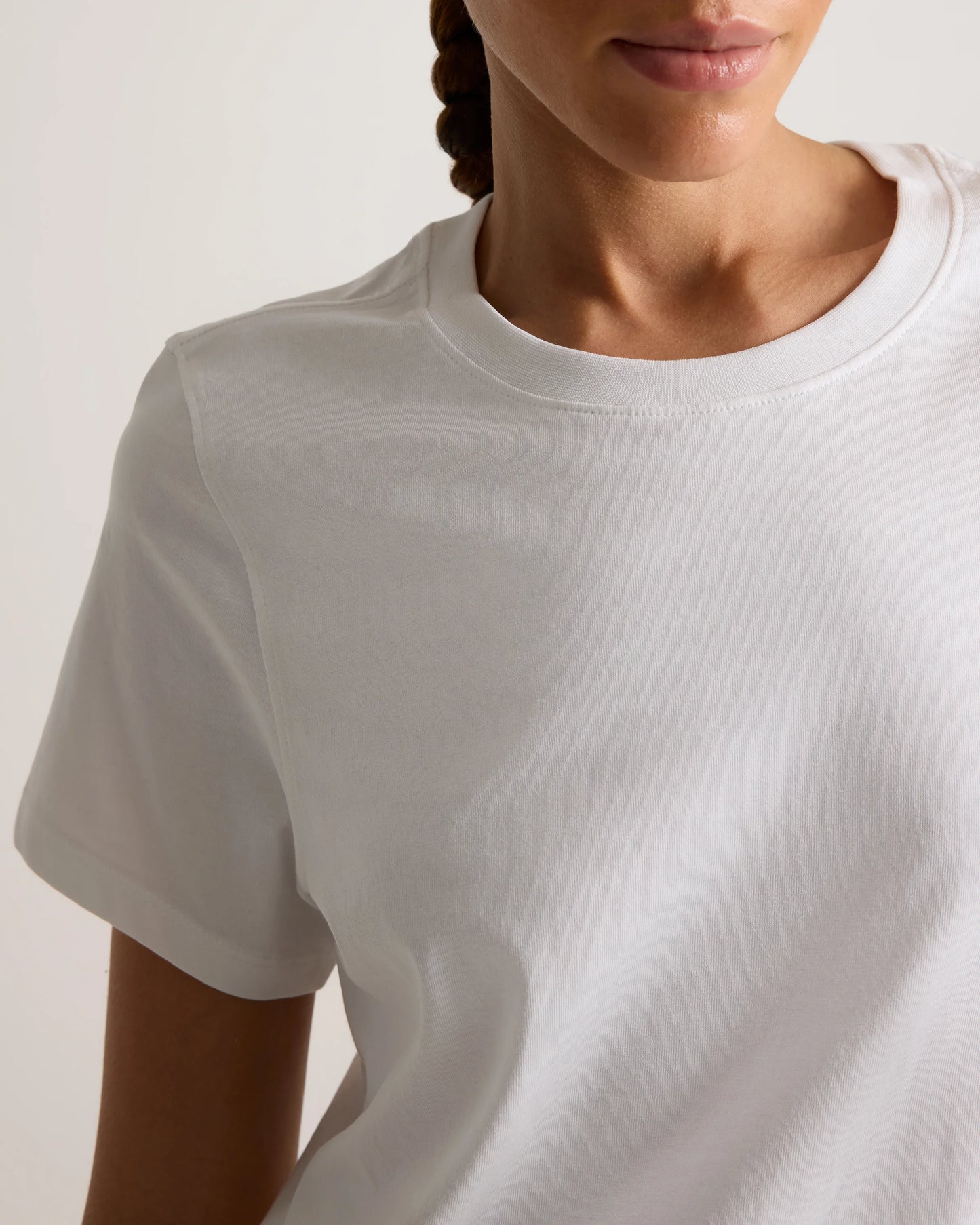 100% Organic Cotton Boxy Crewneck Tee - XS / Shell Pink