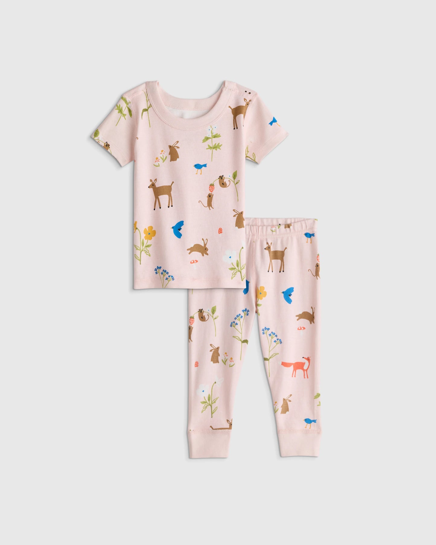 100% Organic Cotton Short Sleeve and Pant Pajama Set - 12-18M / Planets