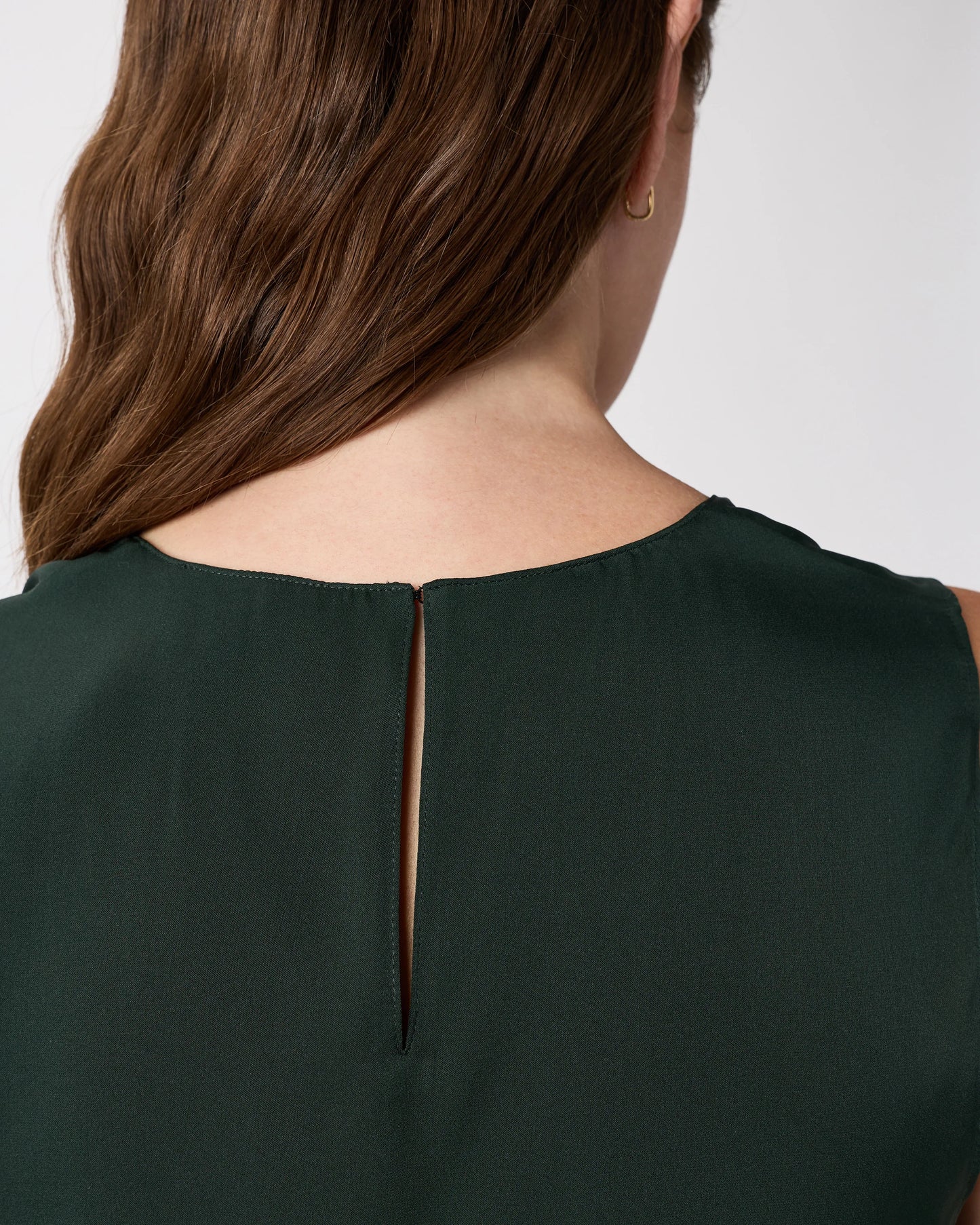 Washable Stretch Silk Shell Tank - XS / Forest Green