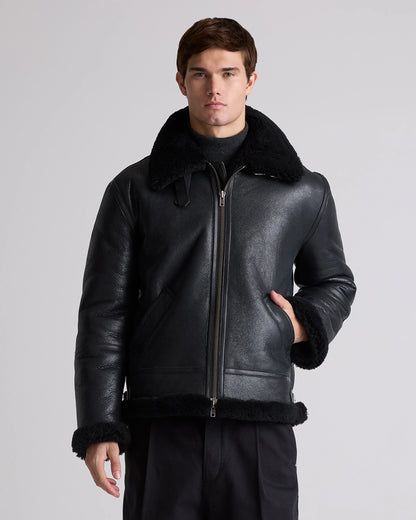 100% Shearling Bomber Jacket - S / Dark Brown