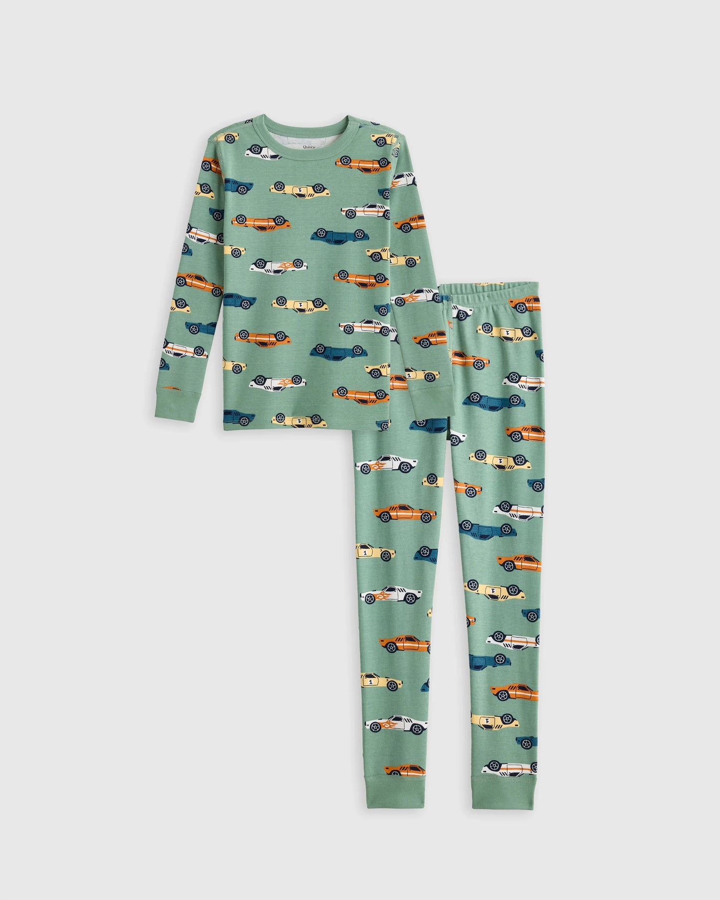 100% Organic Cotton Long Sleeve and Pant Pajama Set - 2T / Navy Stripe