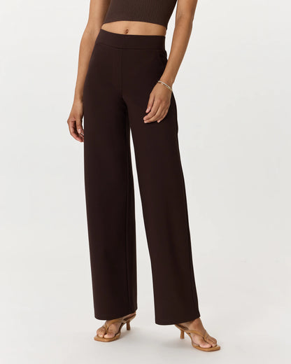 Ultra-Stretch Ponte Wide Leg Pants - XS / Espresso