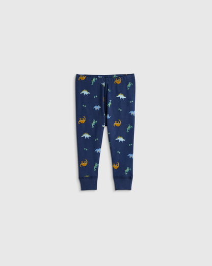 100% Organic Cotton Long Sleeve and Pant Pajama Set - 12-18M / Navy Stripe