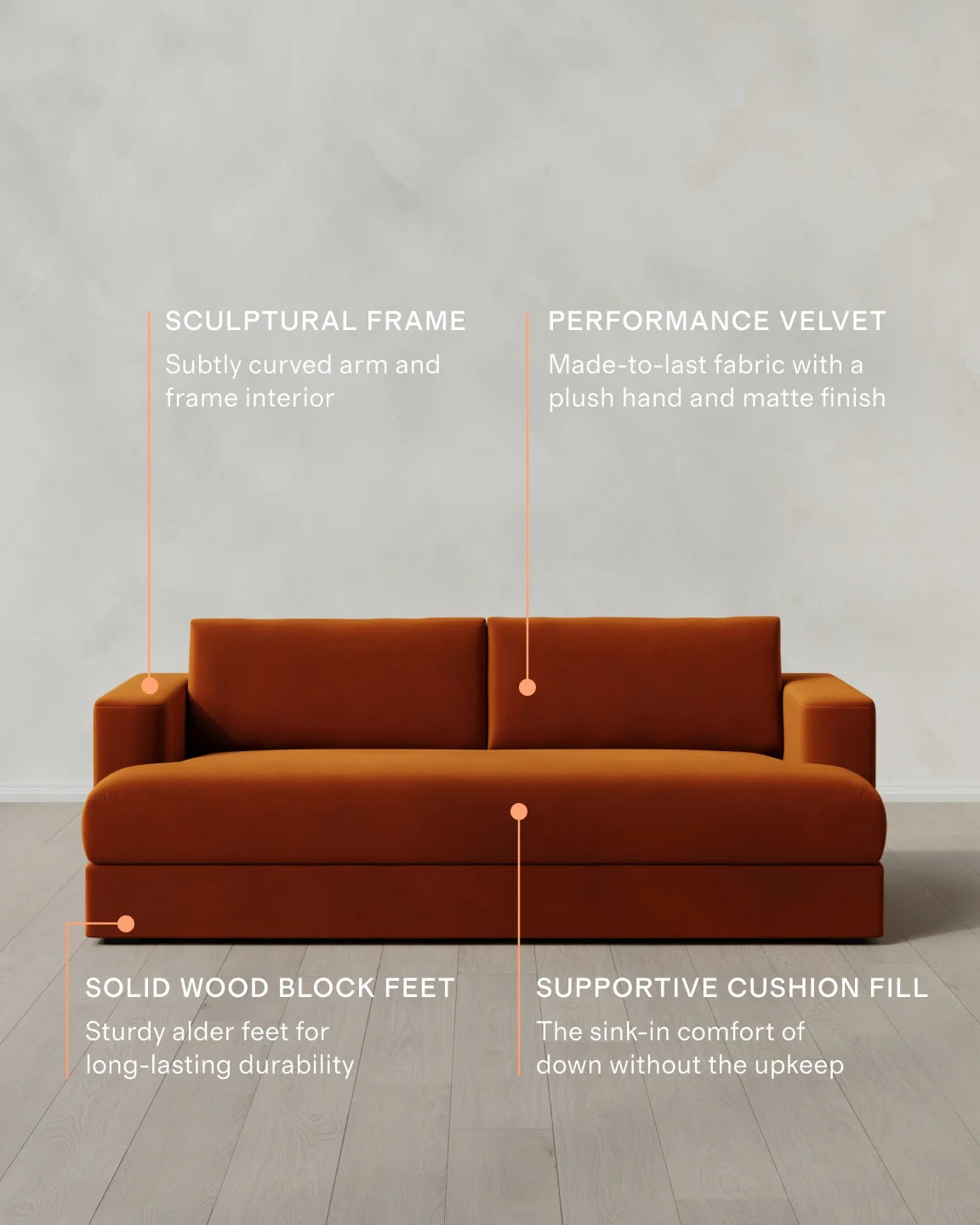 Sierra Curved Arm Sofa in Performance Velvet - 7ft / Sable
