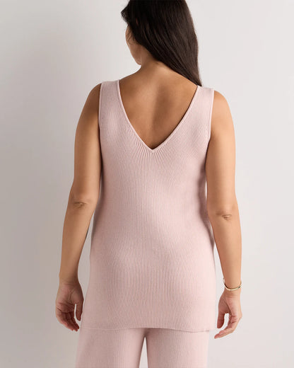 Cotton Cashmere Maternity and Nursing V-Neck Tank - XS / Mocha Heather