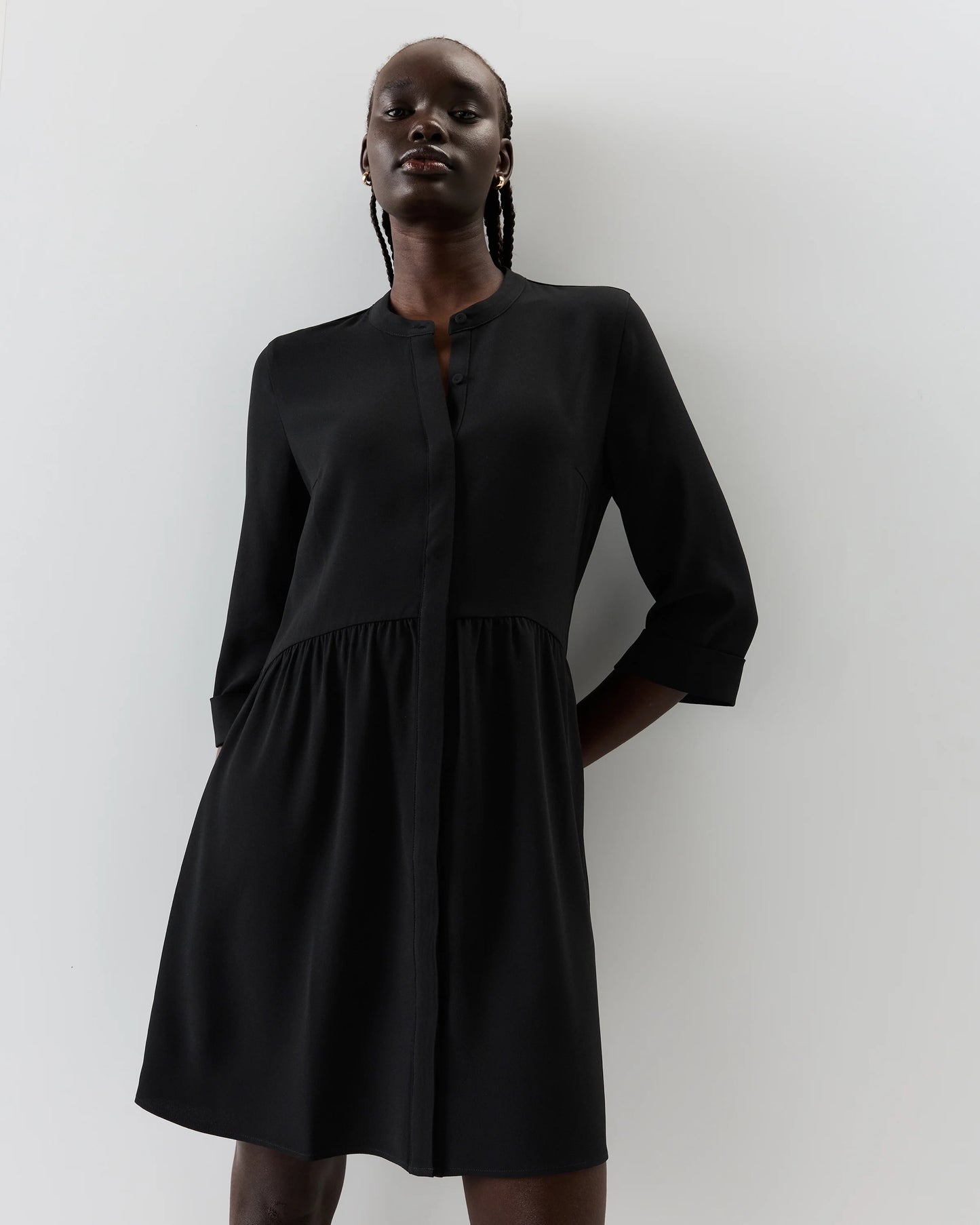 Fluid Crepe Shirt Dress - XS / Wine Tasting Red
