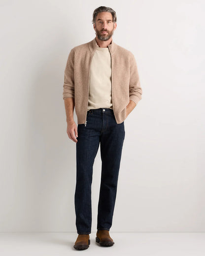 Mongolian Cashmere Fisherman Full Zip Sweater - S / Teak