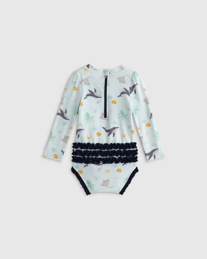 Long Sleeve Tie One-Piece Swimsuit - 2T / Soft Ditsy Floral