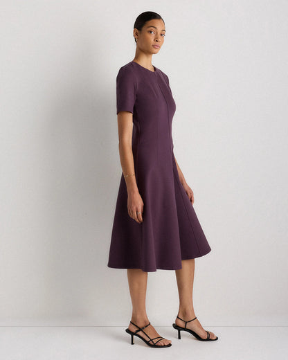 Ultra-Stretch Ponte Short Sleeve Midi Dress - XS / Ruby Red