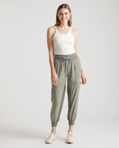 Vintage Wash Tencel Utility Jogger - XS / Olive