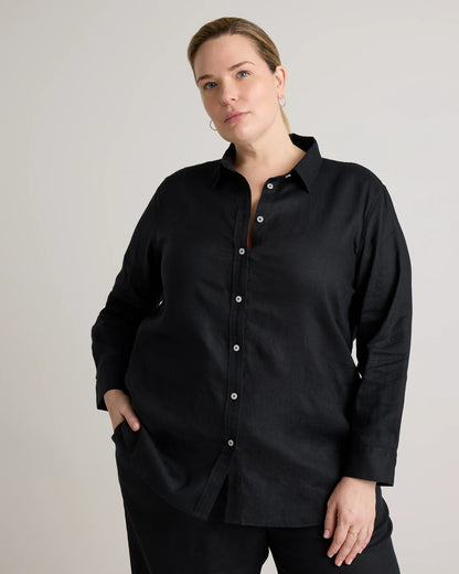 100% European Linen Long Sleeve Shirt - 1X / Flax