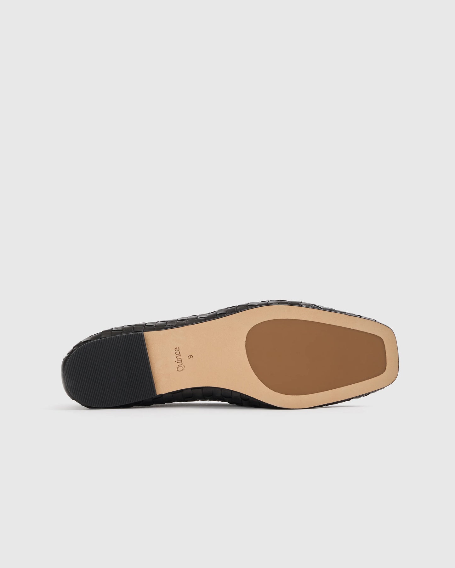 Italian Leather Handwoven Square Toe Ballet Flat - 5 / Cognac
