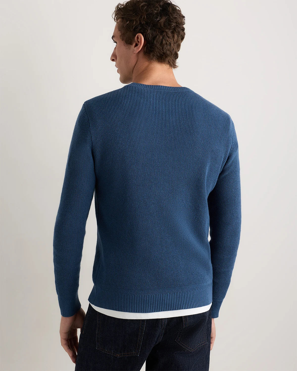 Organic Cotton Cashmere Waffle Crewneck Sweater - S / Bayberry Olive