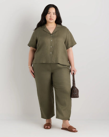 100% European Linen Pants - 1X / Bayberry Olive